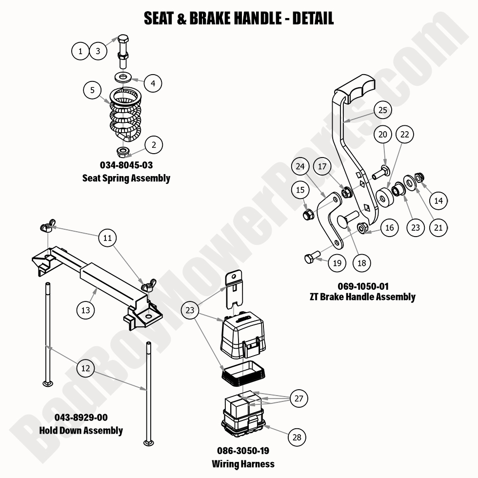 2338 - Bad Boy Mower Parts Lookup > 2020 > ZT Elite > Seat & Brake Handle - Detail